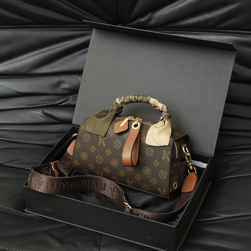 حقيبة بمقبض علوي مطبوعة عتيقة لعام 2025، محفظة كروس نسائية فاخرة، حقيبة كاجوال من اليوم إلى الليل، حقيبة حبال، حقيبة جلدية بسيطة #1