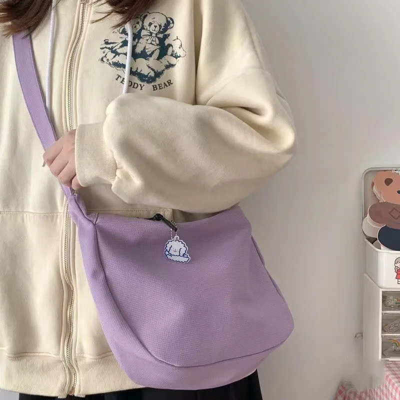 Bolso de hombro sólido Harajuku para mujer, bolsos multifunción simples que combinan con todo, bolsos cruzados de gran capacidad, monedero para adolescentes