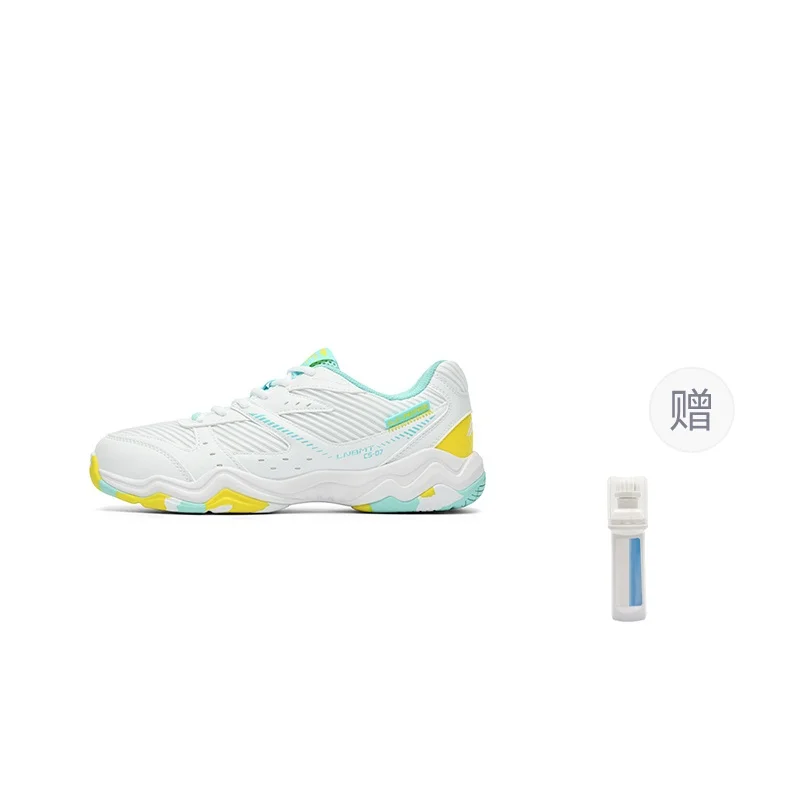 Li Ning Rocket Family, Long Wind Textile, Synthetic Leather Slip Resistant Low top Badminton Shoes Unisex White Green AYTT021-3