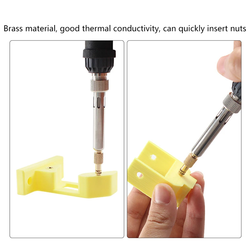 Heat Insert Nut Iron Tip TS100 Soldering Iron Tip Insert Internal Thread Head M2-M8 Brass Hot Melt Insert Nut Insertion Kit