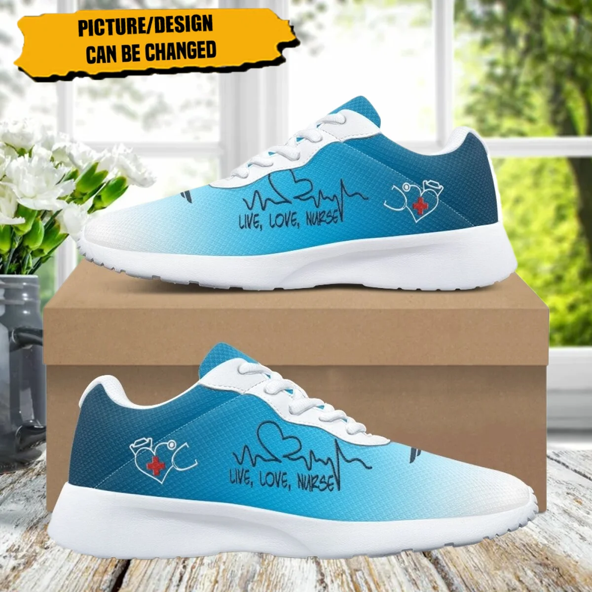 Heartbeat Nurse Pattern Brand Design for Women Casual Fitness Shoes Comfort Shock Absorbing Non-slip Ladies Sneakers for Outdoor