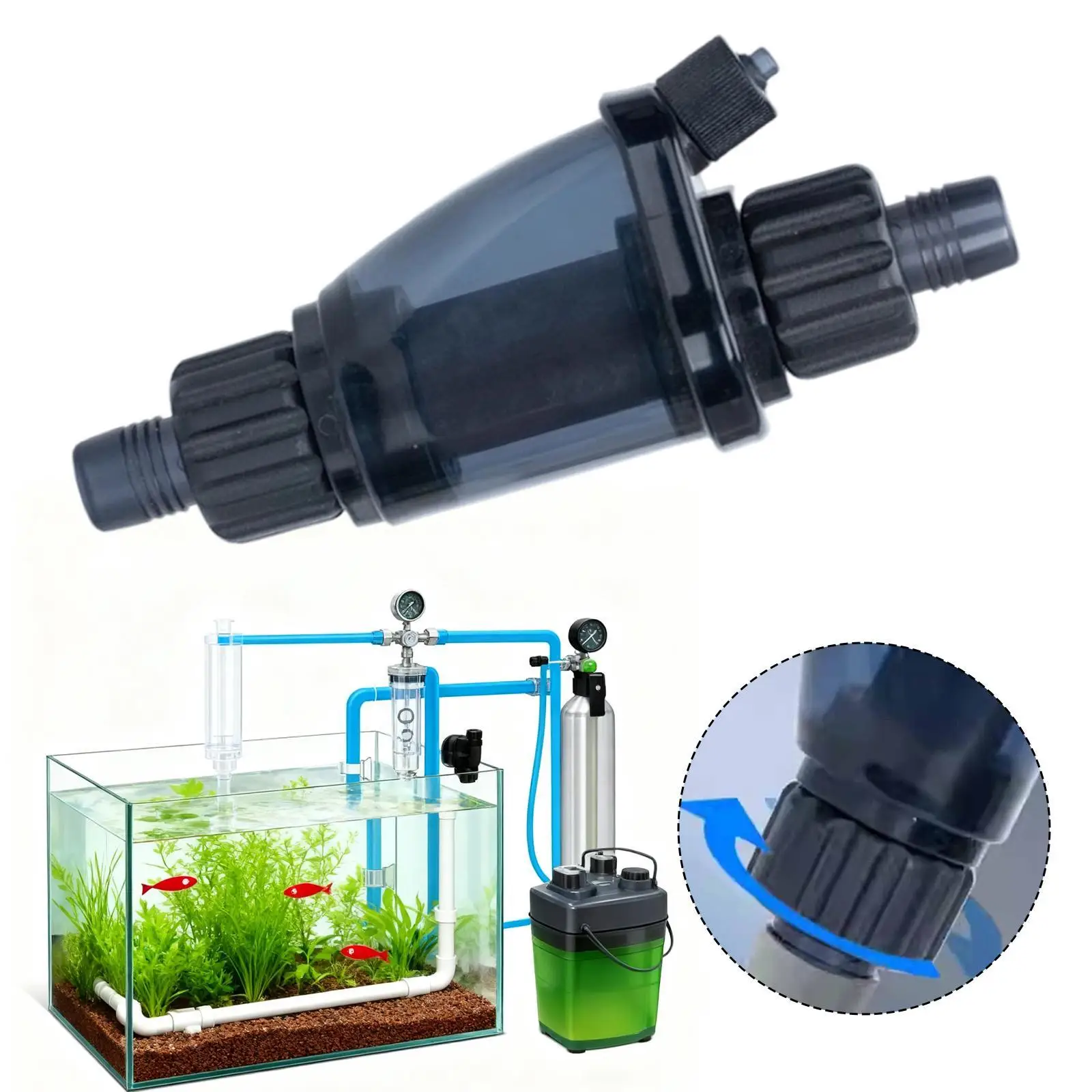 Acrylic CO2 Bubble Generator Aquarium Atomizer Inline Reactor Diffuser for Canister Filter Plant Tanks