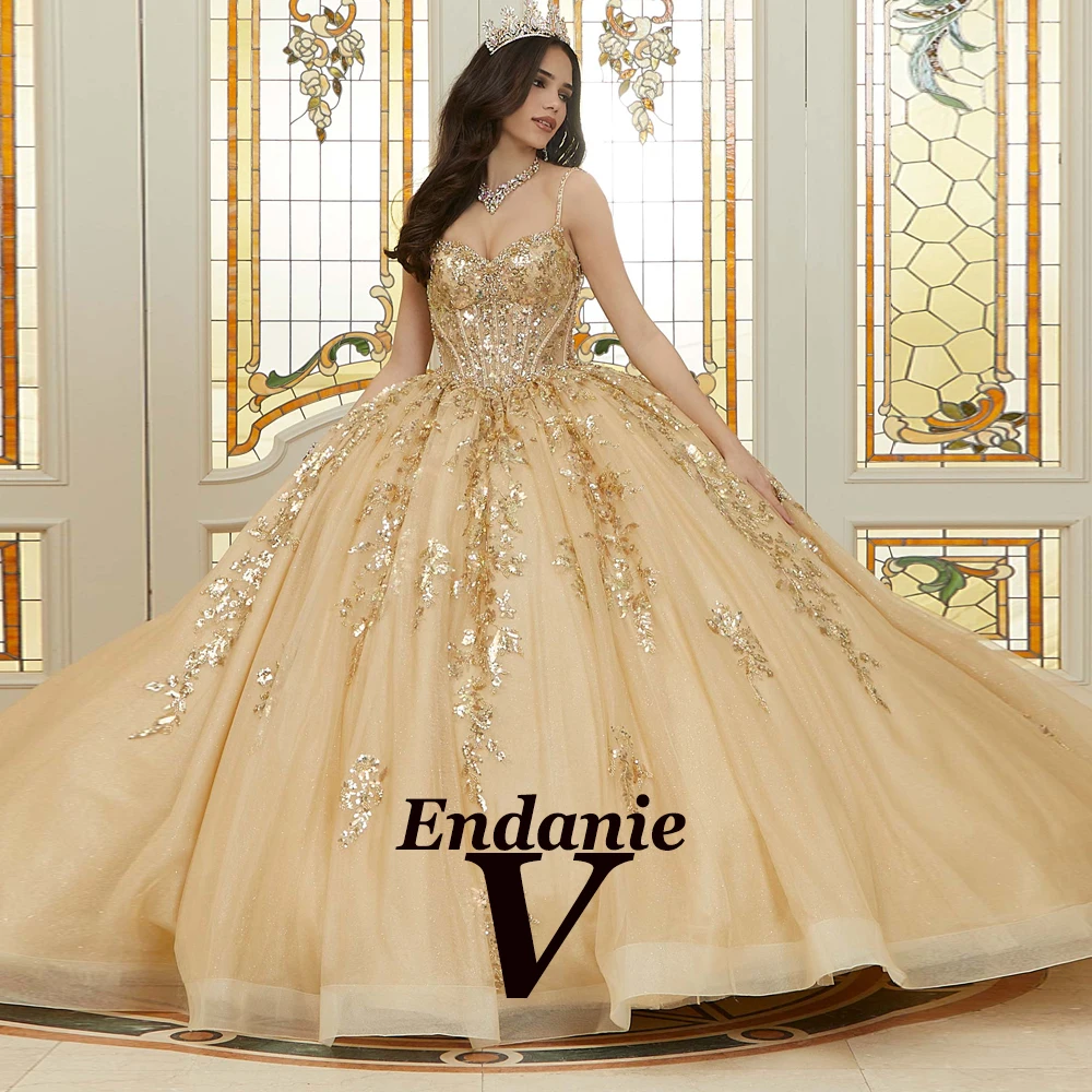 Vendanie فستاين سهرة/فساتين الحفلات الرائعة فساتين Quinceanera للفتيات على شكل قلب مزينة بأحجار الراين مع فيونكة ثنيات فيستدو دي 15