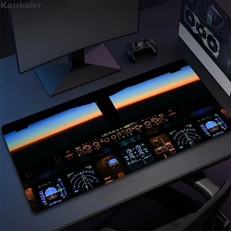 Cockpit Deskpad Airplane Anime Animes Display Xxl Mousepad Speed Evening Buttons Panel Desk Mat Computer Tables Kawaii Mouse Pad