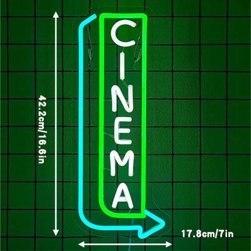 Cinema Sign LED Dimmable Arrowhead Letter Light Film Room Commercial Theater Door Decoration Wall Decor
