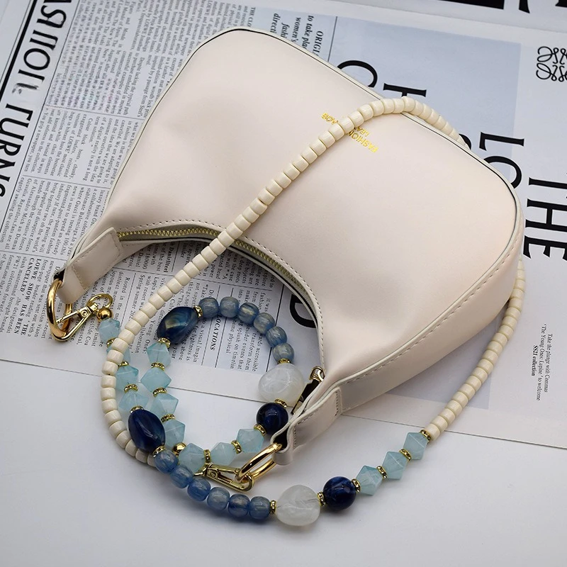 

New Fashion Woman Bag Accessory Detachable Brown Beaded Chains Cute Acrylic Luxury Strap Women Eleagnt Bag Shoulder Handle Chain