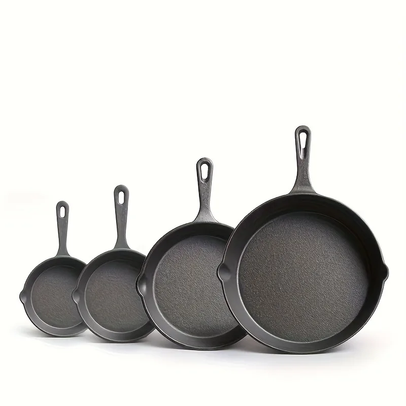

The 4pcs Cast Iron Skillet Set,Pre-prepared Oven-safe Cutlery -Cast Iron -for Indoor and Outdoor Cooking, Camping and Barbecuing