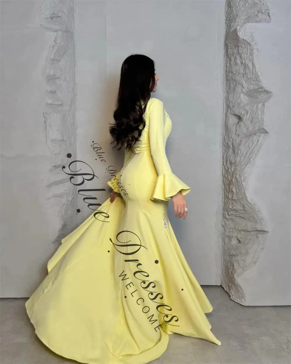customized Pleat Strapless Mermaid Formal Prom Gown Long Sleeve Classic Simple Prom Gown Customized Woman Long Party Dress New view 2