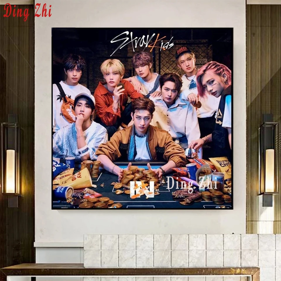 DIY diamentowe malowanie pełne kwadratowe/okrągłe południowokoreańskie chłopcy zespół ścieg krzyżykowy Kpop Idol grupy plakat haft Rhinestone Decor