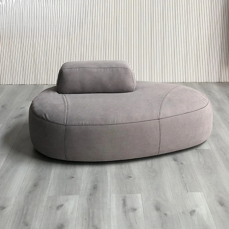 Italian Minimalist Oval Pebble Sofa Shopping Mall Clothing Store Rest Stool Cream Style Sofa Low Stool
