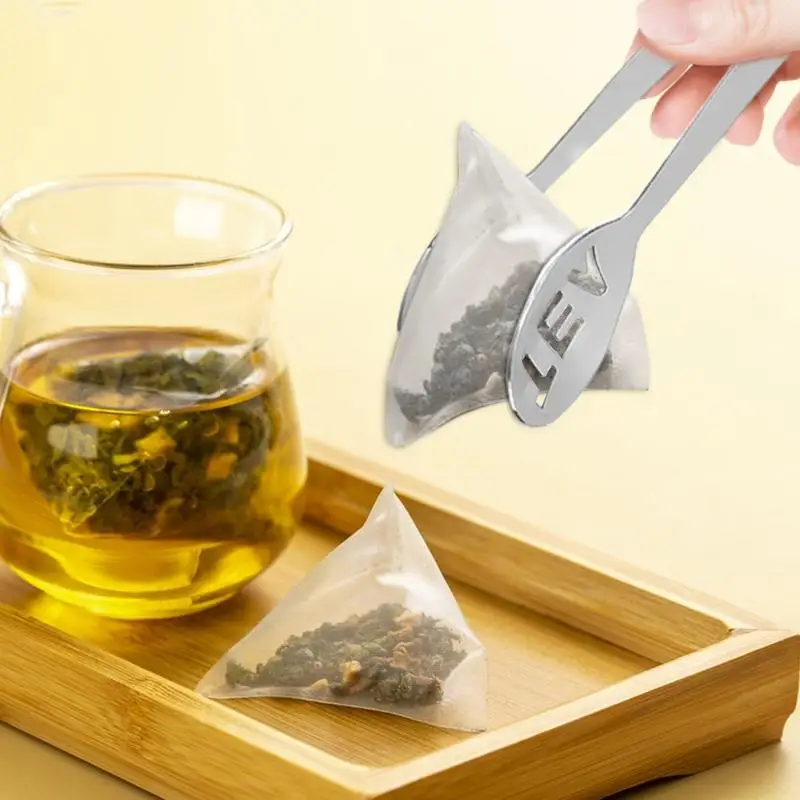 Tea Bag Squeezer Stainless Steel Tea Bag Tongs Silver Tea Bag Strainer Clip Tea Bag Spoon For Loosing Leaf Gripping Ice Cubes