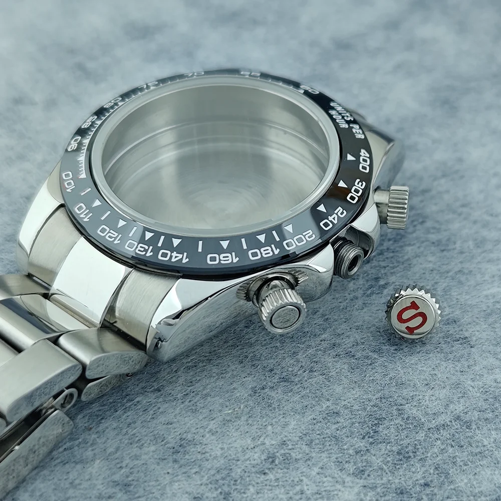 39mm VK63 Case Silver Watch Case Stainless Steel Watch Strap For VK63 Quartz Movement Watch Accessories