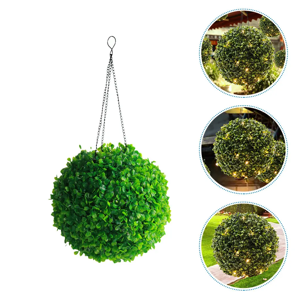 

Grass Ball Light Solar Lantern Outdoor Decorative Faux Green Plant Plastic Balls Lamp Pendant Yard Hanging Garden Topiary