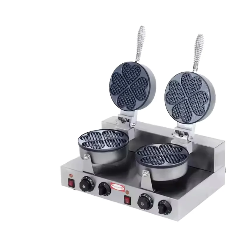 

Food tools 220V Electric Double-Commercial Non-Stick Heart-Shaped Belgian Waffle Maker for Snack Shops Hotels and Outdoor U
