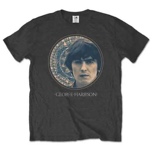 George Harrison Circular Portrait T-Shirt Grey New