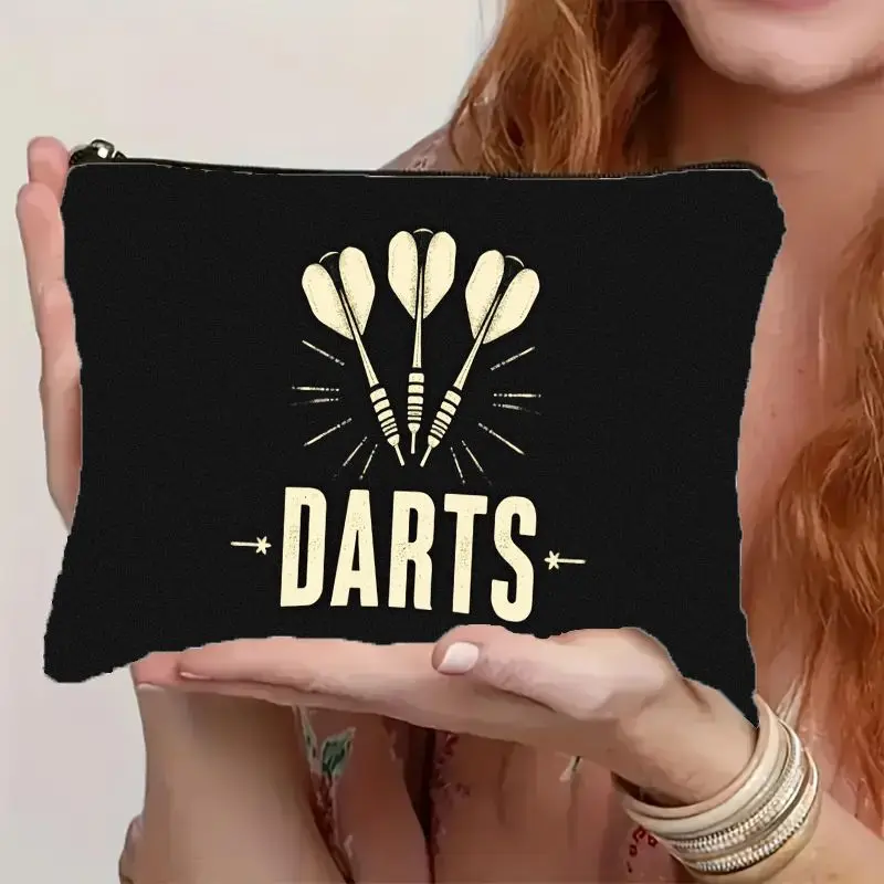 Darts Game Print Zipper Pouch - Lightweight, Durable, Portable, Foldable Cosmetic Organizer & Toiletry Bag for Dart