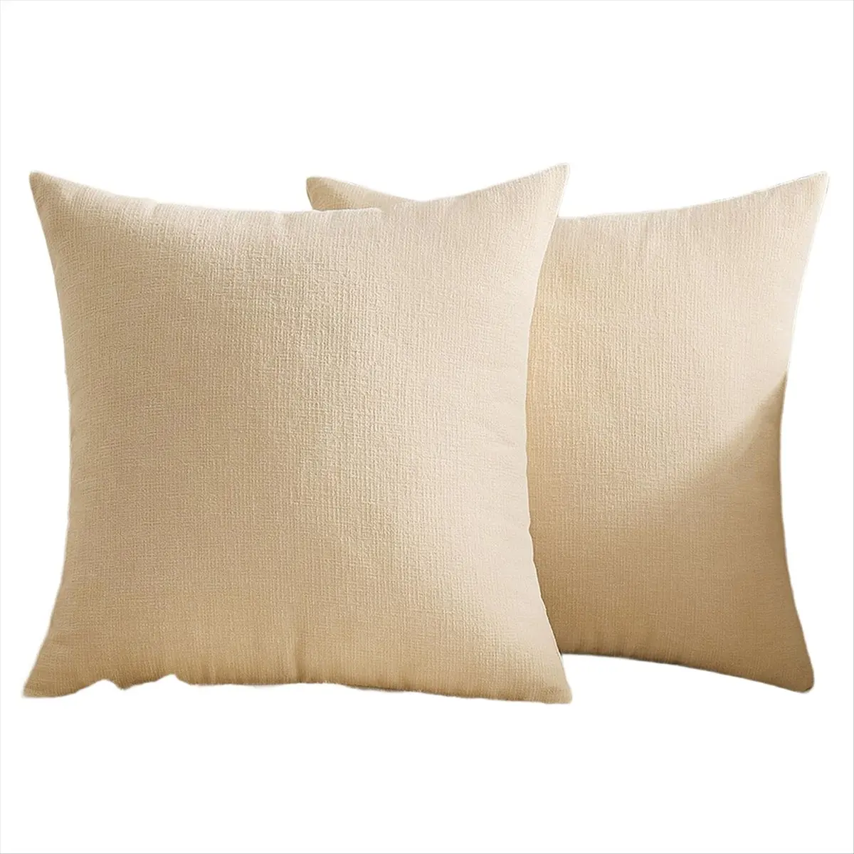 A20I Beige Couch Pillow Covers 20x20 Inch, Set of 2 Soft Decorative Euro Throw Pillow Covers Farmhouse for Sofa Living Room