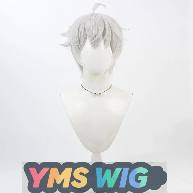 【YMS WIG】Virtual Idol Boy Group MANTA Xu Xiangning Cosplay Perücke mit silberweiß umgedrehtem Oberteil