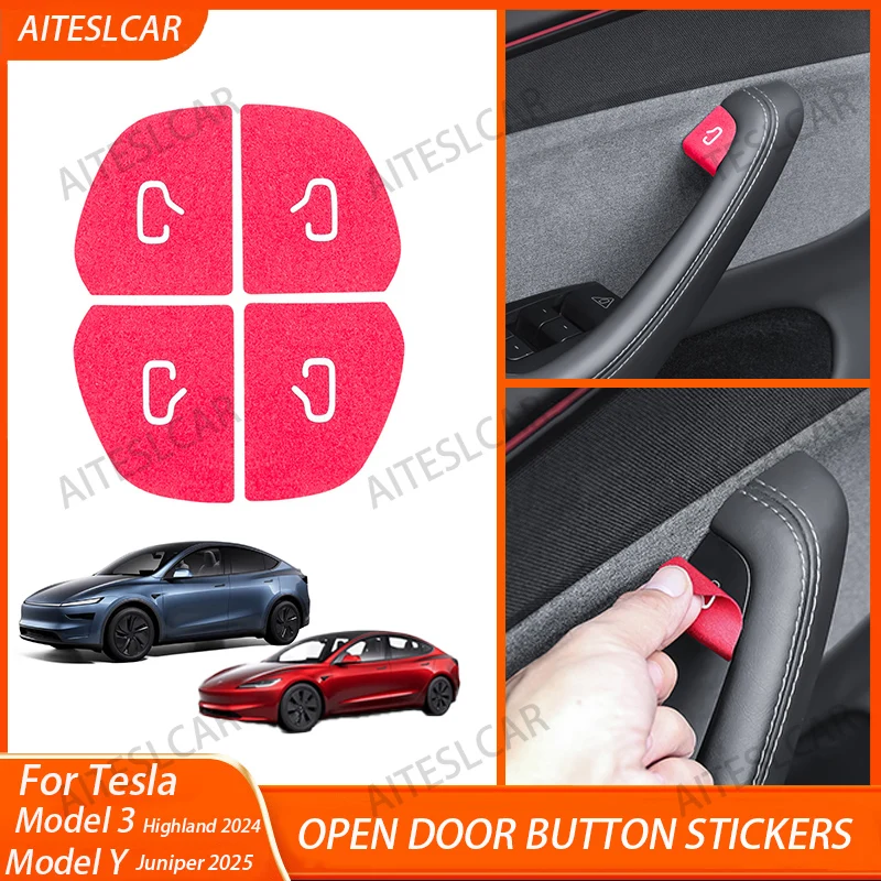 Autocollants pour boutons de porte ouverture rapide pour Tesla Model Y Juniper 2026 et Model 3 Highland, protections décoratives pour boutons de poignée, accessoires automobiles