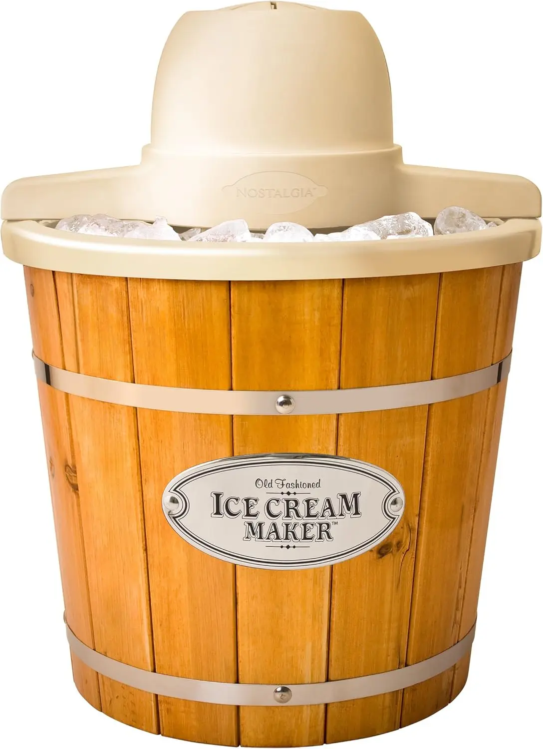 

Nostalgia Electric Wood Bucket Ice Cream Maker, 4-Quart