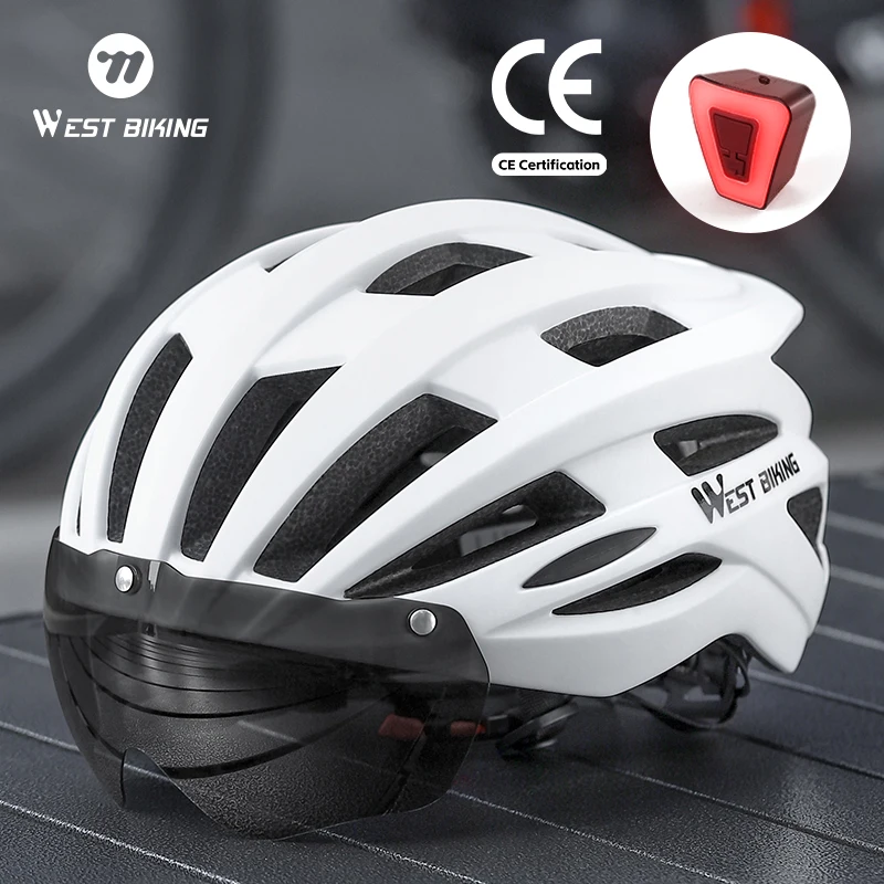 

WEST BIKING CE Certified Men Women MTB Bicycle Helmet With Taillight Road Mountain Bike Helmet Ultralight Cycling Helmet