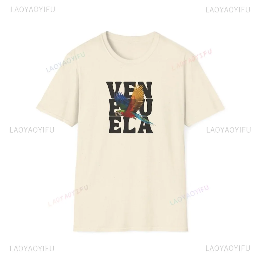 Venezuela Scarlet Macaw Graphic Printed T-shirt Casual Fashion Loose Harajuku Women Tshirt Hip Hop Punk Cotton Man T Shirt