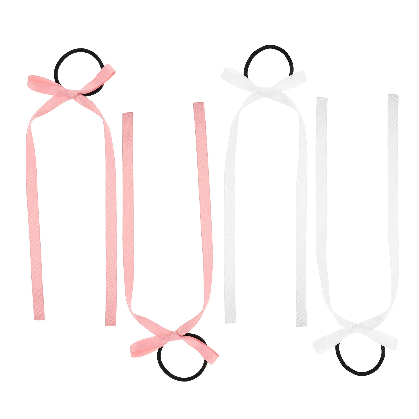 

2Pairs Hair Ties Bow Ribbon Hair Bows Elastic Ponytail Holders Ballet Style for Girls School Casual Outings Fashion Accessories