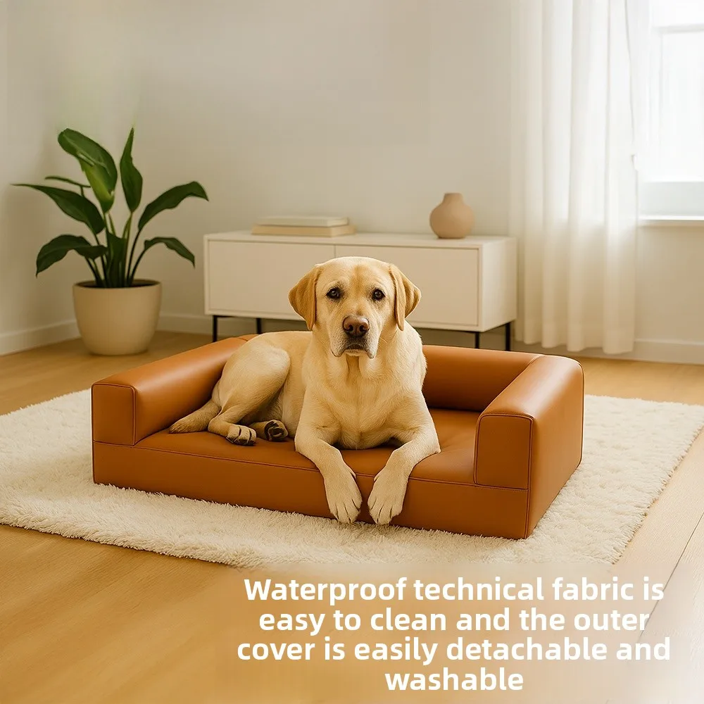 

Waterproof Tech Fabric Dog Bed Leatherette Removable Waable for Medium Dogs Pet Sofa Couch All Seasons Universal Dog Nest