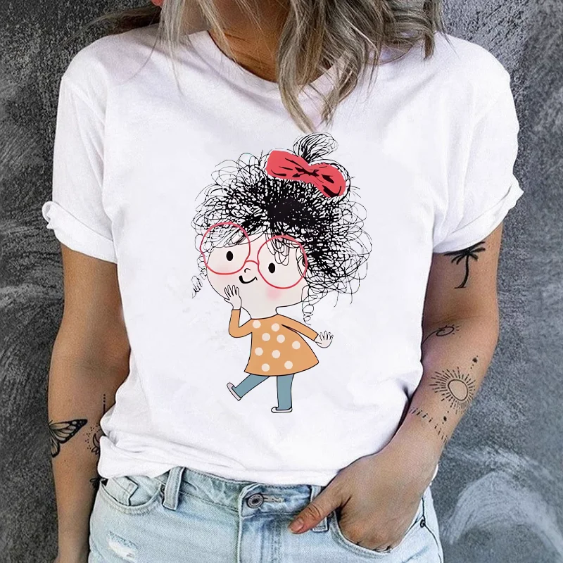 Summer Women's Fashion round Neck Short Sleeve T-Shirt Hair Generation Top Design Casual Tee for Stylish Women Polyester fabric