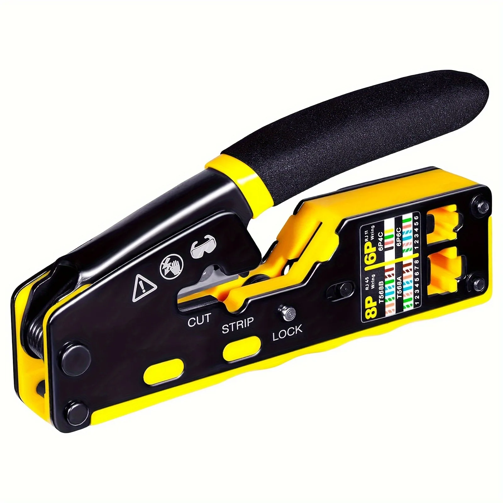 

Straight RJ45 Crimping Tool Kit Integrated Ethernet Crimper Cat6 Cat5 Crimping Tools Ratchet Modular Data Cable Crimper