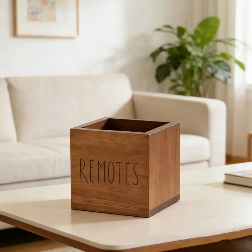 Remote Container Wood Remote Control Holder Vintage Style Decorative Pen Holder Simple Desktop Organizer Nightstand