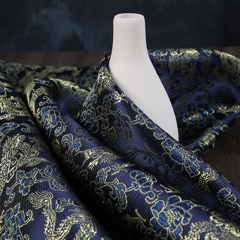 Dragon Pattern Brocade Jacquard Fabric By Meters for Clothes Decoration Costumes Handicraft Diy Sewing Needlework Cloth Green