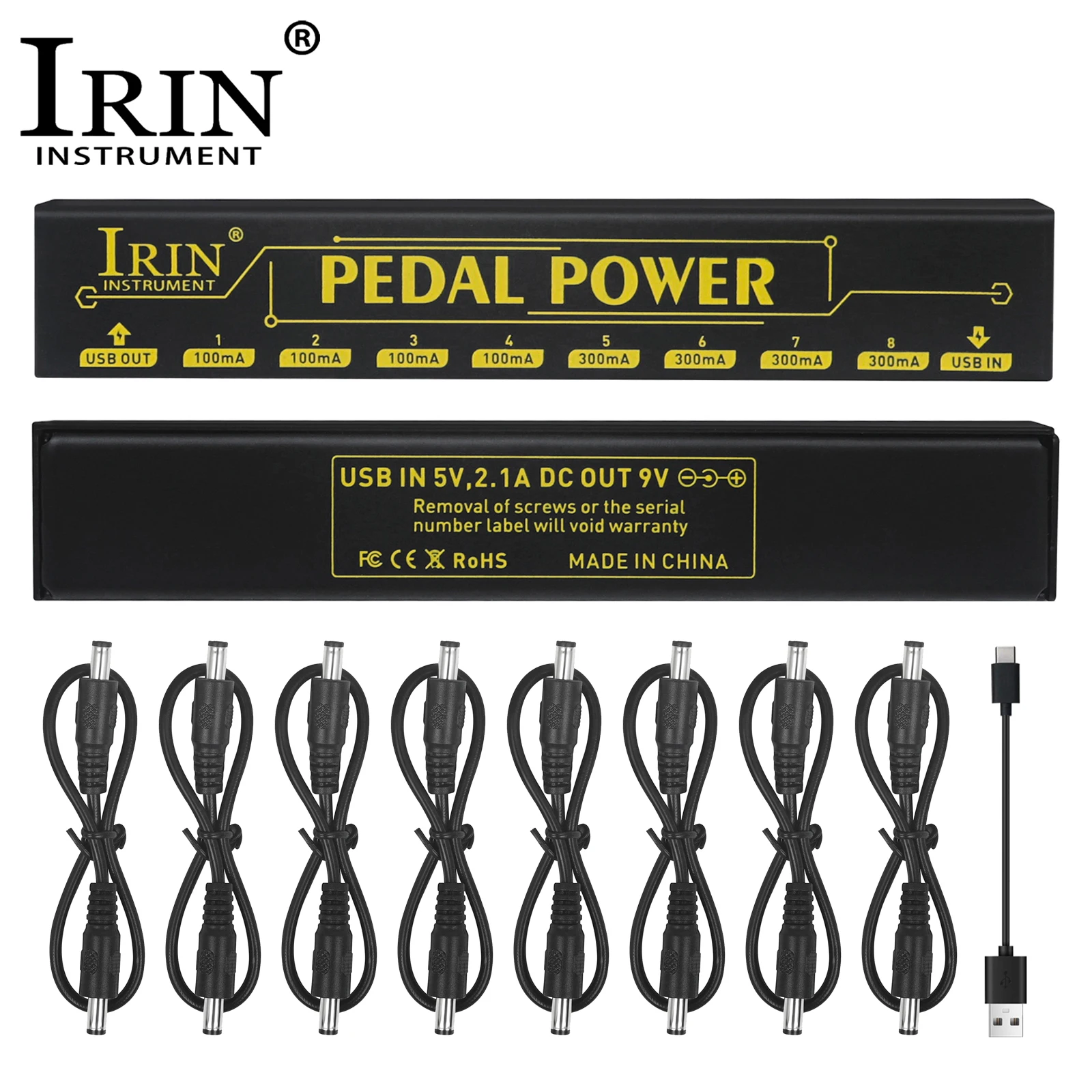 IRIN PW-1 Guitar Pedal Power Supply Guitar Effect Power Supply 8 Isolated Output Anti-interference 9V Output Guitar Accessories