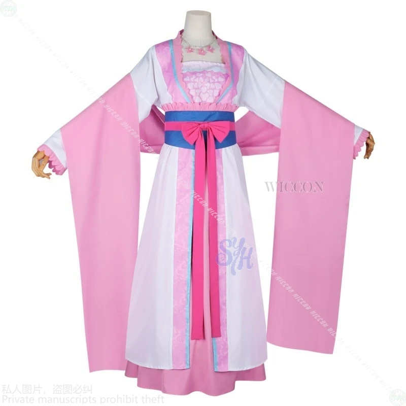 Disfraz de Anime The Apothecary Diaries 2, disfraz de Lishu con patrón de flores rosas, vestido bonito Hanfu de estilo chino Kawaii Lolita para Halloween