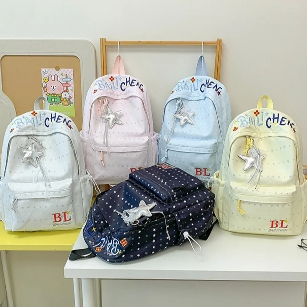 Korean Academy Style Small Star Backpack Large Capacity Waterproof School Backpack Wear-resistant Shockproof School Bag