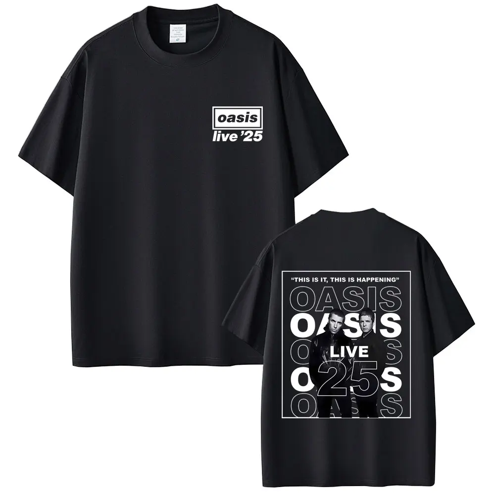 

Футболка с принтом Rock Band O-Oasis Live 25 Tour для мужчин и женщин, готическая винтажная футболка большого размера с коротким рукавом, мужские повседневные хлопковые футболки