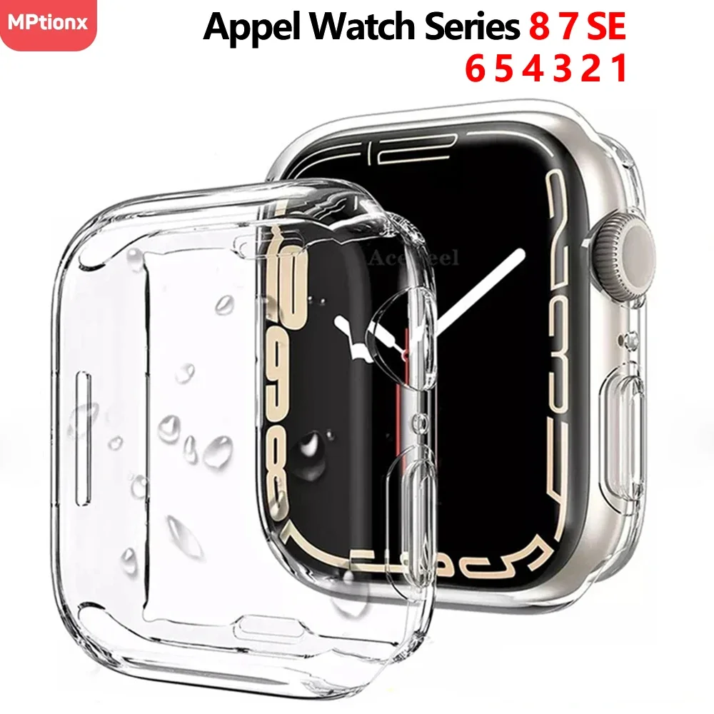 Funda protectora de pantalla de TPU para Apple Watch 45mm 41mm 44MM 40MM 42MM 38MM cubierta completa de parachoques para IWatch 9 8 7 SE 6 5 4 3 2 1