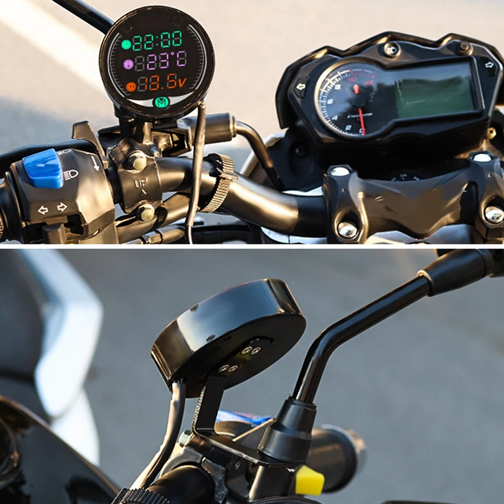 

Three In One Motorcycle Led Electronic Digital Thermometer Waterproof and Dustproof Multifunctional Mobile Phone Charger