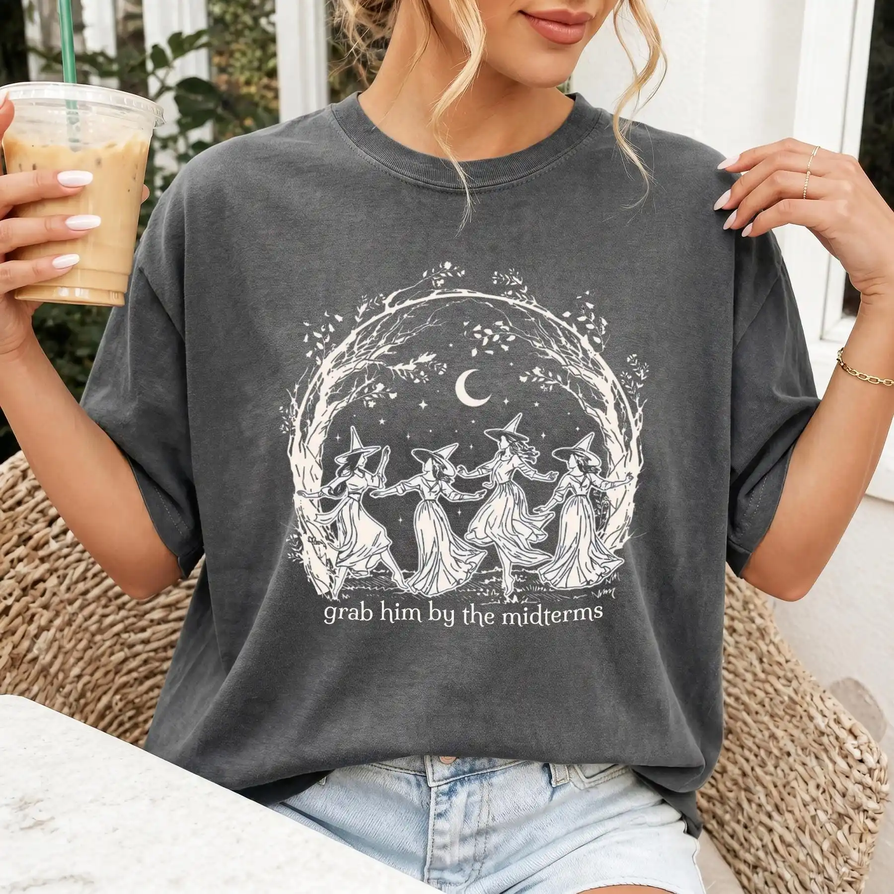 Grab Him By The Midterms Shirt, Subtle Feminist Witch Vibes, Polite , Vote 2026 Cotton Tee