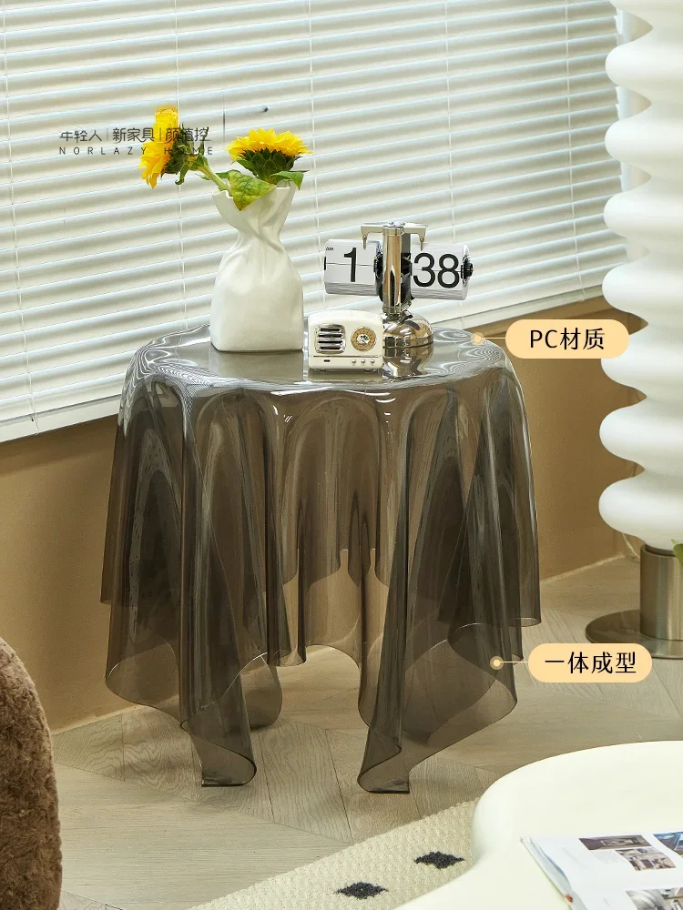 floating corner simple modern side living room small round creative transparent coffee table