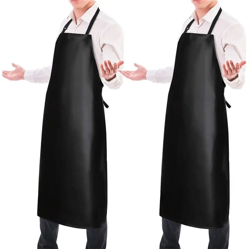 

ABMH-Heavy Duty For Men Waterproof PU Vinyl Apron 40" 2 Pack Chef Aprons For Men Chemical Work Extra Long Grilling Aprons