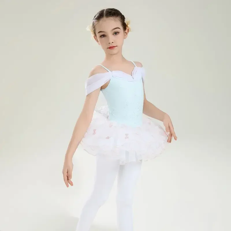 Leotardos elegantes de Ballet y gimnasia para niños, decoración de mariposas, Ropa de baile cómoda y transpirable, vestido de práctica, disfraz de actuación en escenario