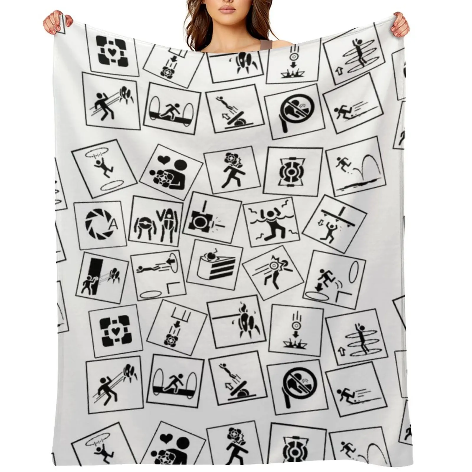 

Portal 2 symbols Throw Blanket Blankets Sofas Of Decoration Travel Cute Plaid Soft Beds Blankets