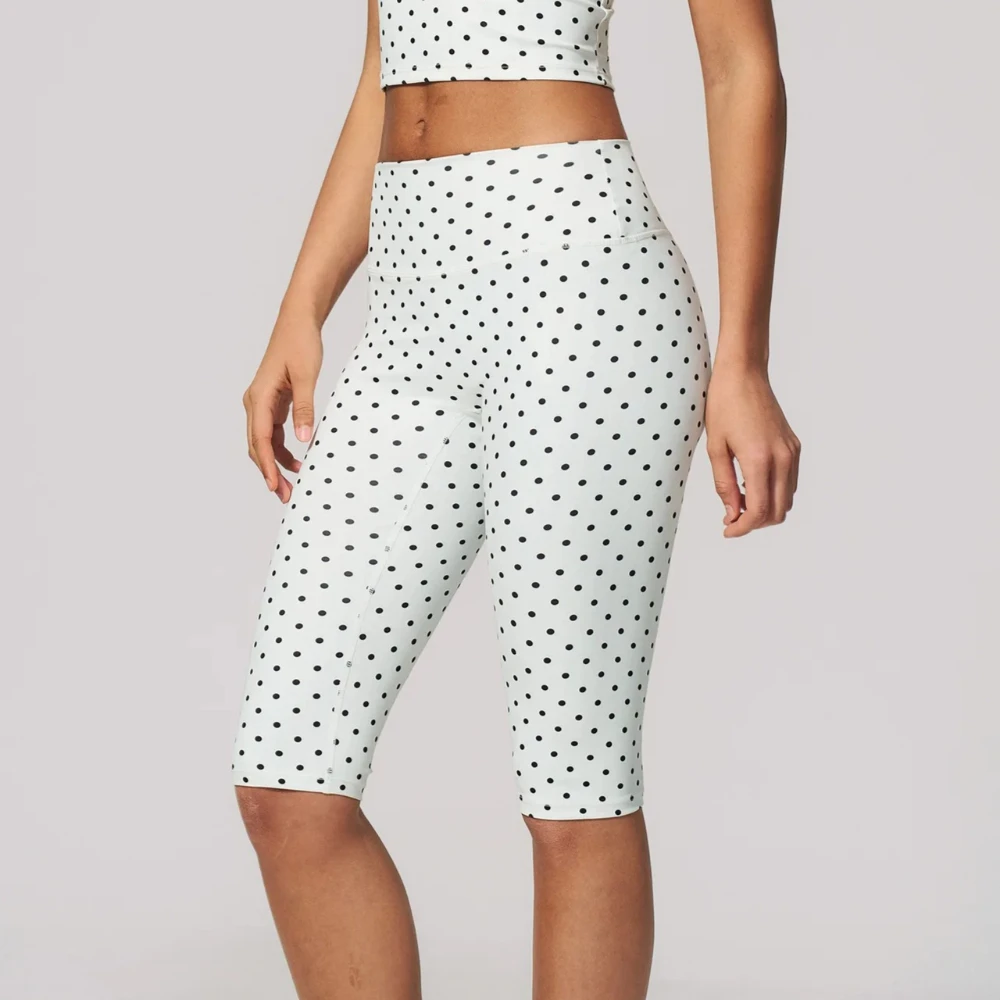 Polka Dot Yoga Capri Pants Women Sports Leggings Woman High Waist Push Up Gym Fitness Yoga Pants Running Athletic Legging Summer