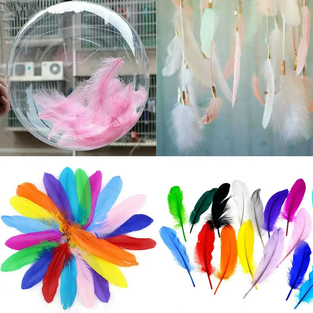 Penas de ganso para artesanato, fabricação de jóias, acessórios de carnaval, plumas naturais, 6-8 polegadas, roupas diy, decoração de casamento