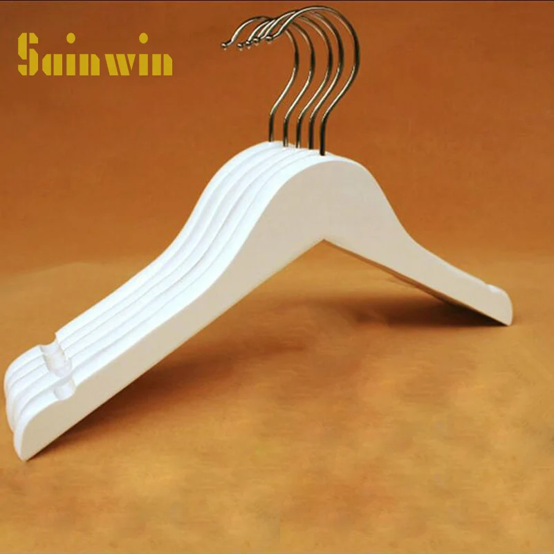 Sainwin 10pcs/lot 32cm Baby Wood Hangers for Clothes Children Wooden  Hanger Kids Clothing Rack