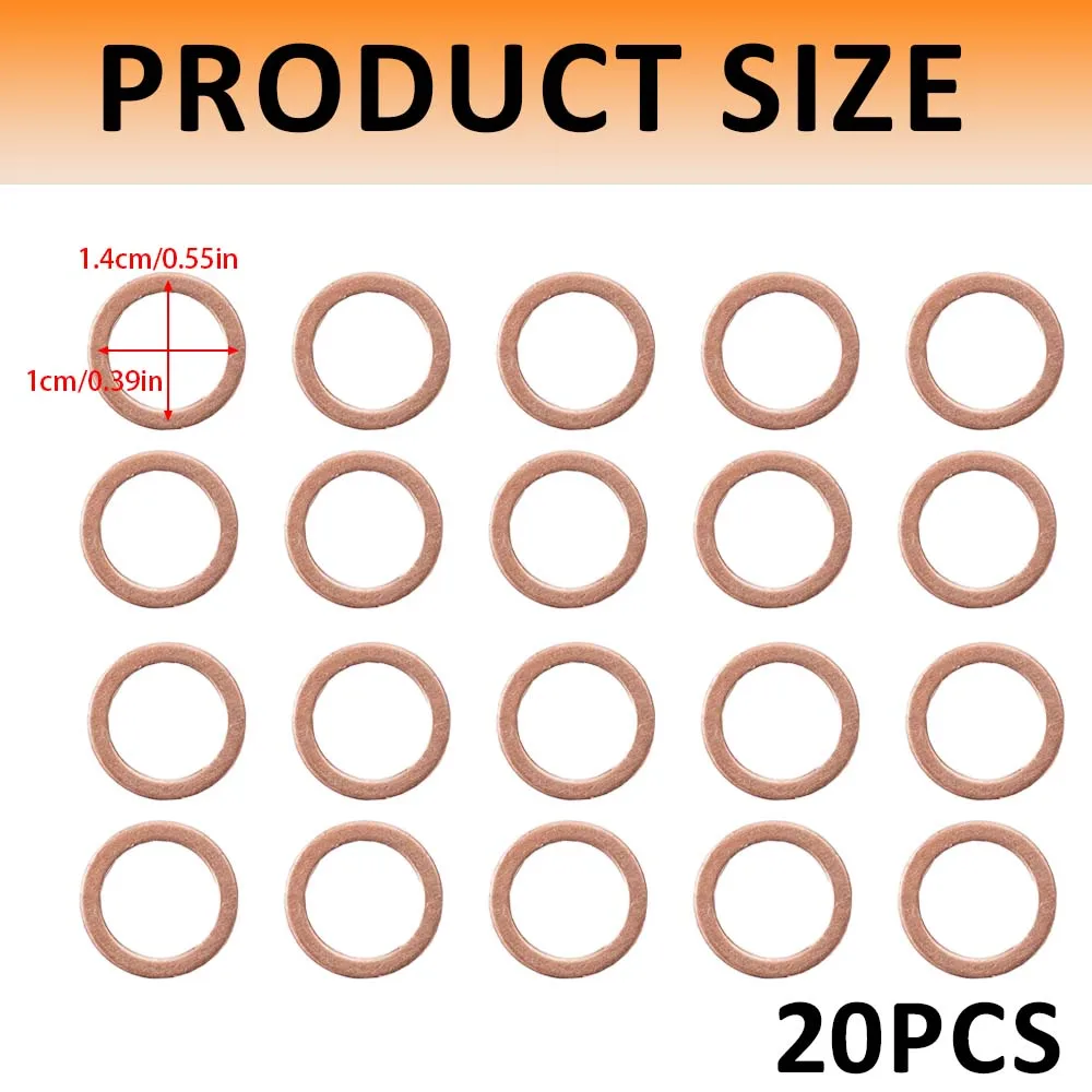 10X 20X M10 10mm Motorcycle Braided Clutch Brake Hose Banjo Seal Copper Crush Washer Motorcycle Hose Washers Accessories Tools