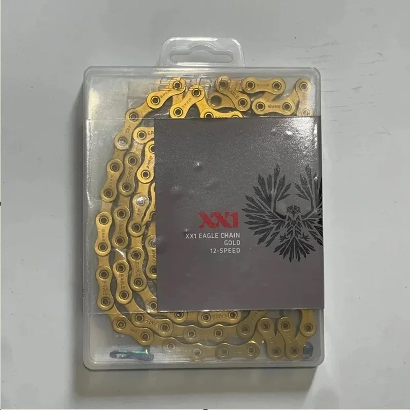 

НОВАЯ велосипедная цепь Sram XX1 Eagle, 12 скоростей, 126 звеньев, MTB, дорожная велосипедная цепь, полый штифт, золотой цвет, оригинальные детали для велосипеда, цепи 12 В