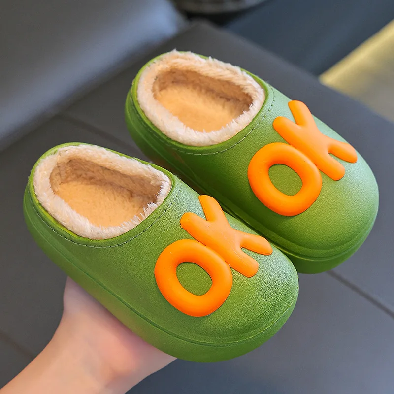 2026Waterproof Easy Clean Kids Fleece Lined Cartoon Clogs, Closed Heel Non-Slip Slip On Soft Warm Winter Slippers for Boys Girls