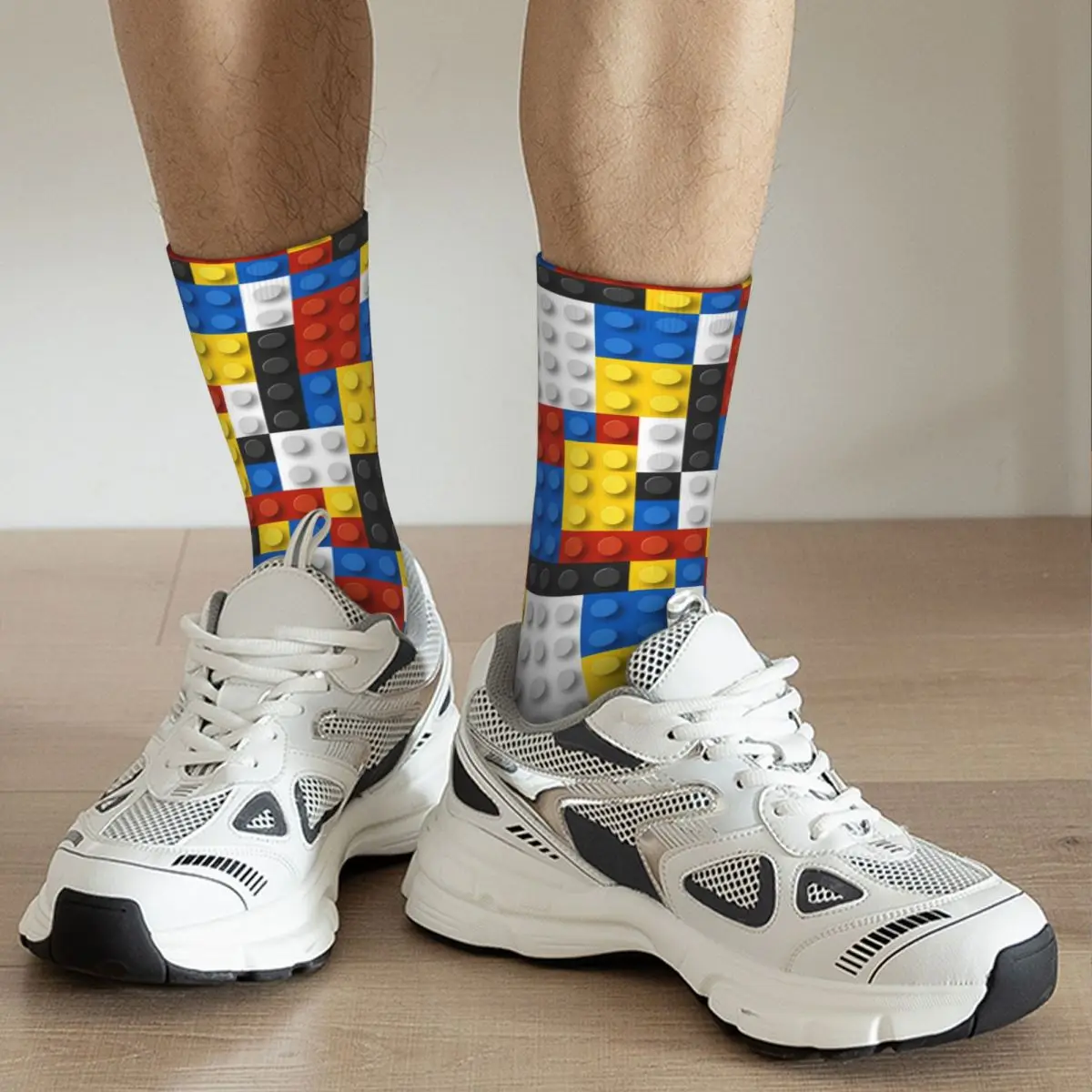 Colour Building Block Pattern Socks Harajuku High Quality Stockings All Season Long Socks for Unisex Valentine's Day Gifts